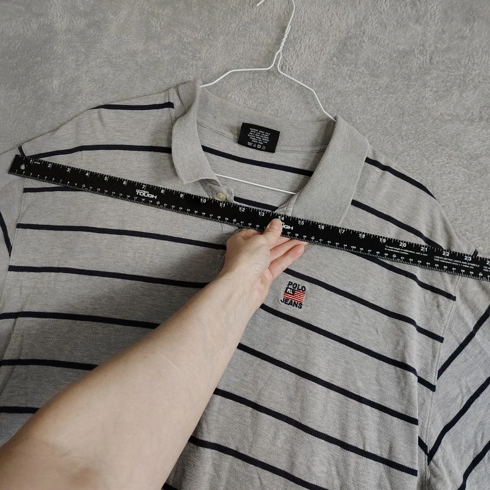 Vintage 90s Streetwear Faded Polo Jeans Ralph Lauren Flag Short Sleeve Polo  XXL